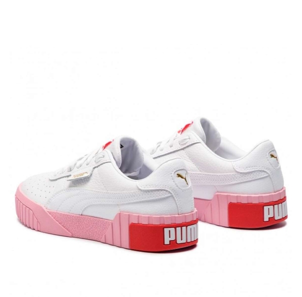 Puma White & Pink Cali Trainers 369155-02